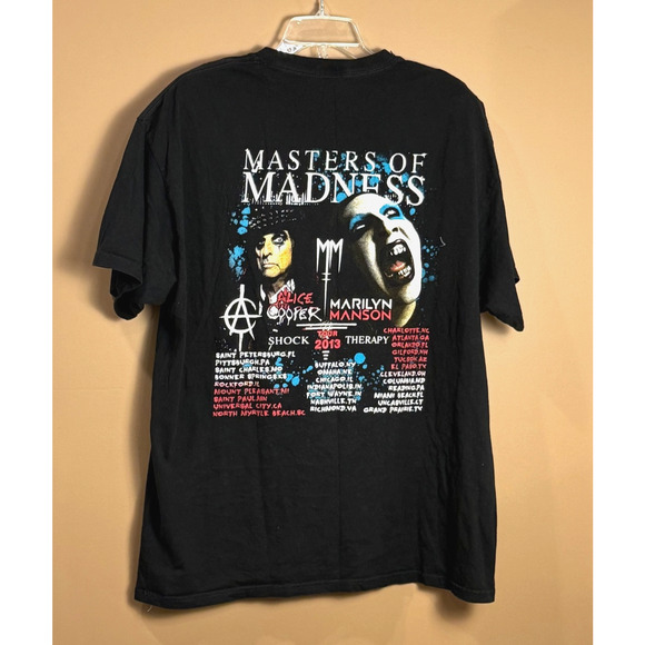 Marilyn Manson Alice Cooper Tee Masters Of Madness Tour 2013 Delta Tag XL - Picture 2 of 8